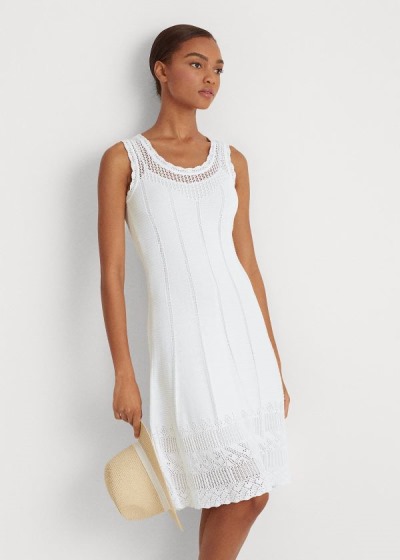 Vestidos Ralph Lauren Mujer Blancos - Pointelle Sleeveless - ZEMIT3057